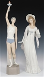 LLADRO TORCH BEARER & DAINTY LADY PORCELAIN FIGURINES
