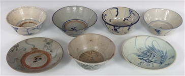 JAPANESE POTTERY BOWLS & SAUCERS 