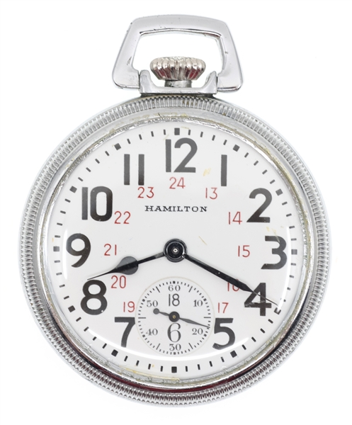 HAMILTON MILITARY ISSUE SILVERTONE CASE POCKET WATCH