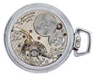 HAMILTON MILITARY ISSUE SILVERTONE CASE POCKET WATCH