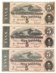 1864 CONFEDERATE STATES $5 OBSOLETE UNC NOTES T-69