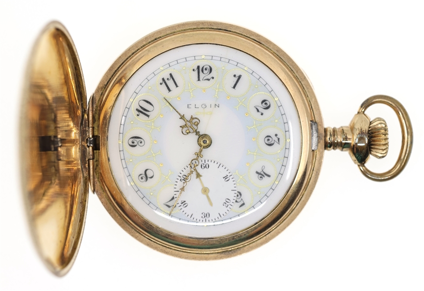 MENS ELGIN GOLD-FILLED HUNTING CASE POCKET WATCH