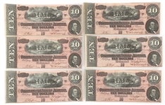 SEQUENTIAL 1864 CONFEDERATE STATES T-67 $20 UNC NOTES