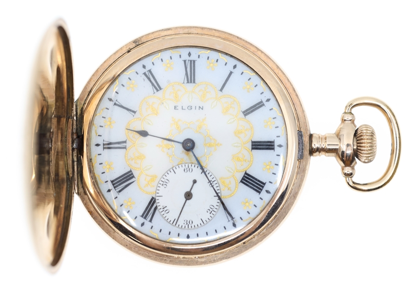MENS ELGIN GOLD-FILLED HUNTING CASE POCKET WATCH
