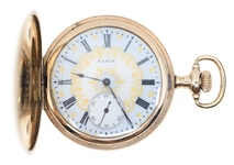 MENS ELGIN GOLD-FILLED HUNTING CASE POCKET WATCH