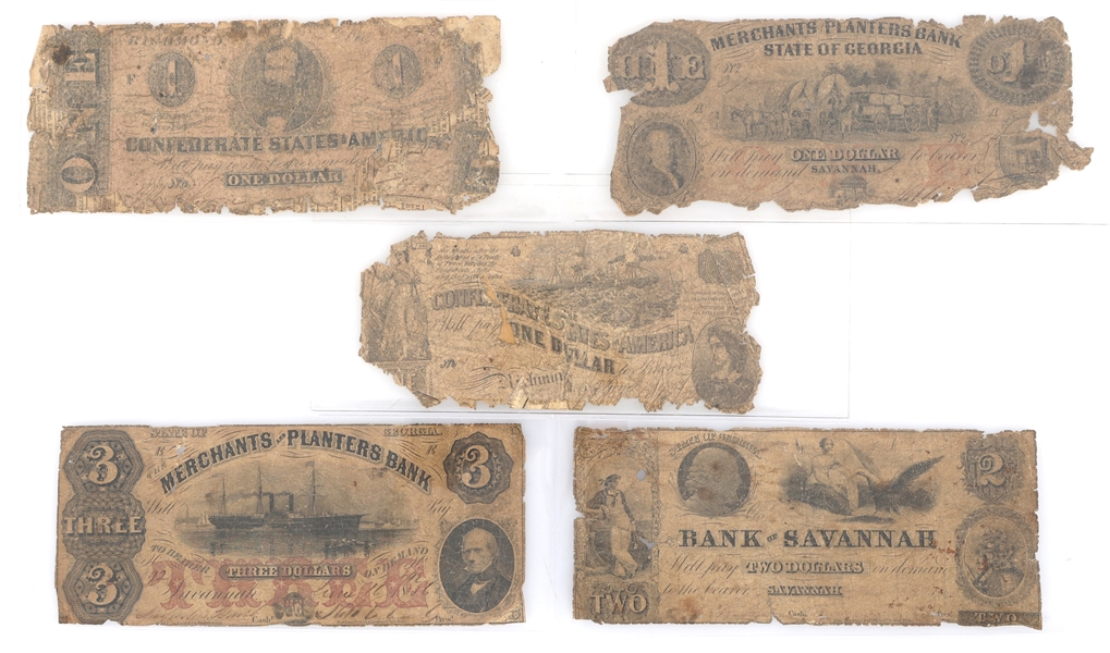1800s OBSOLETE STATE CURRENCY NOTES - $1 $2 & $3