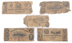 1800s OBSOLETE STATE CURRENCY NOTES - $1 $2 & $3