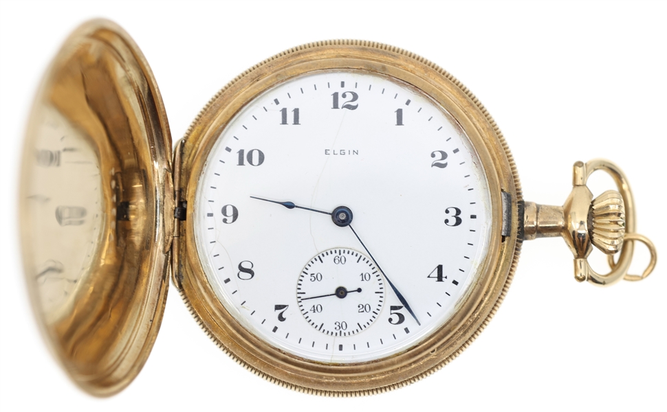 MENS ELGIN GOLD-FILLED HUNTING CASE POCKET WATCH