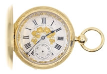 SWISS 18K GOLD HUNTING CASE KEY-WIND POCKET WATCH 