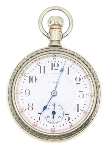 MENS ELGIN FATHER TIME NICKEL CASE POCKET WATCH