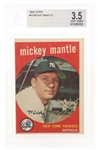 1959 TOPPS MICKEY MANTLE #10 CARD BECKETT GRADED 3.5