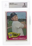 1965 TOPPS MICKEY MANTLE #350 BASEBALL CARD BECKETT 3