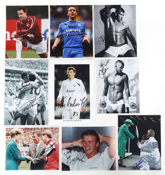 SOCCER AUTOGRAPHS - HURST, PEARCE, & BECKHAM