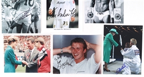 SOCCER AUTOGRAPHS - HURST, PEARCE, & BECKHAM