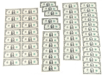 US $1 & $2 NOTES - UNCUT SHEET & SEQUENTIAL