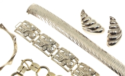 STERLING SILVER JEWELRY - BRACELETS, BROOCH, & EARRINGS