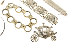 STERLING SILVER JEWELRY - BRACELETS, BROOCH, & EARRINGS