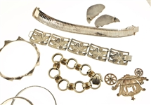 STERLING SILVER JEWELRY - BRACELETS, BROOCH, & EARRINGS