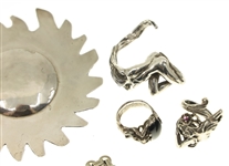 STERLING SILVER JEWELRY - RINGS, CHARMS, & WATCH FOB 