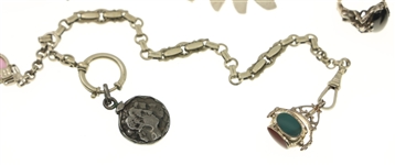 STERLING SILVER JEWELRY - RINGS, CHARMS, & WATCH FOB 