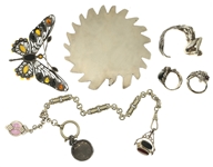 STERLING SILVER JEWELRY - RINGS, CHARMS, & WATCH FOB 