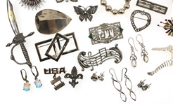 STERLING SILVER FASHION JEWELRY - EARRINGS & BROOCHES