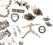 STERLING SILVER FASHION JEWELRY - EARRINGS & BROOCHES