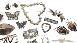 STERLING SILVER FASHION JEWELRY - EARRINGS & BROOCHES