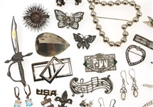 STERLING SILVER FASHION JEWELRY - EARRINGS & BROOCHES