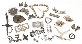 STERLING SILVER FASHION JEWELRY - EARRINGS & BROOCHES