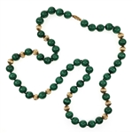 BEADED MALACHITE & 14K YELLOW GOLD NECKLACE