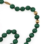BEADED MALACHITE & 14K YELLOW GOLD NECKLACE