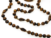 BEADED TIGER'S EYE & 14K GOLD NECKLACE & BRACELET