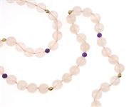 BEADED ROSE QUARTZ, AMETHYST, & 14K GOLD NECKLACE