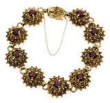 14K YELLOW GOLD GARNET FASHION BRACELET