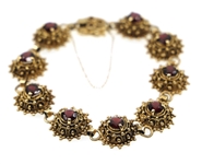14K YELLOW GOLD GARNET FASHION BRACELET