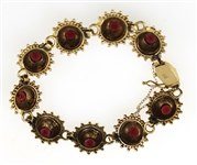 14K YELLOW GOLD GARNET FASHION BRACELET