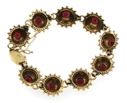 14K YELLOW GOLD GARNET FASHION BRACELET