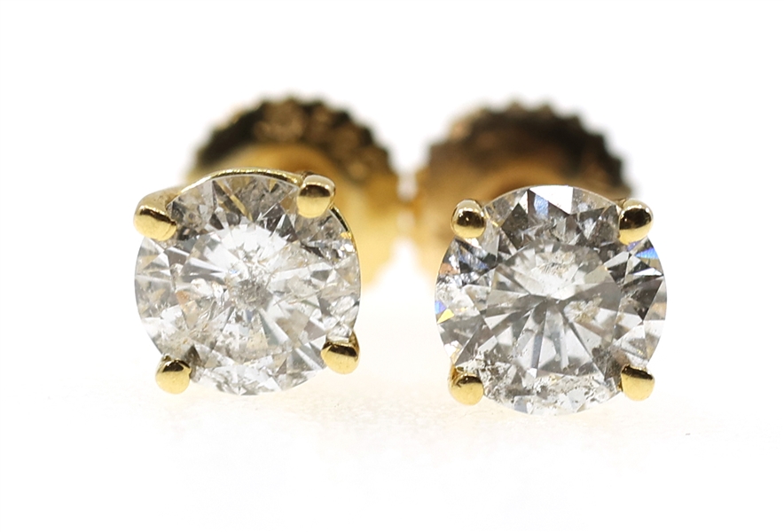 14K YELLOW GOLD 1.32 CTW DIAMOND SOLITAIRE EARRINGS