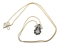 14K YELLOW GOLD SAPPHIRE & DIAMOND NECKLACE