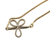14K YELLOW GOLD SAPPHIRE & DIAMOND NECKLACE