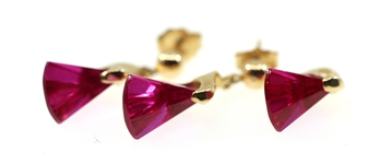 14K GOLD FANCY CUT PINK SAPPHIRE EARRINGS & PENDANT