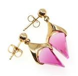 14K GOLD FANCY CUT PINK SAPPHIRE EARRINGS & PENDANT