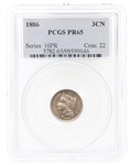 1886 US 3 CENT COIN PCGS PR65