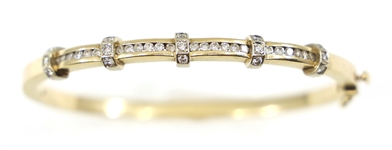 14K YELLOW GOLD 0.78 CTW DIAMOND HINGED CUFF BRACELET