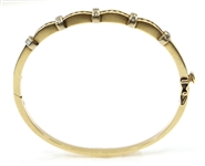 14K YELLOW GOLD 0.78 CTW DIAMOND HINGED CUFF BRACELET