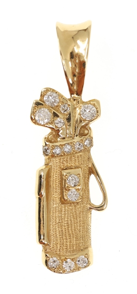 14K YELLOW GOLD 0.50 CTW DIAMOND GOLF BAG PENDANT 