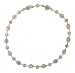 14k WHITE GOLD DIAMOND & MULTI-COLOR SAPPHIRE NECKLACE