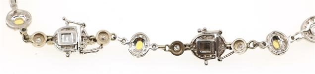 14k WHITE GOLD DIAMOND & MULTI-COLOR SAPPHIRE NECKLACE