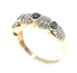 14K YELLOW GOLD 0.68 CTW BLUE & WHITE DIAMOND BAND 